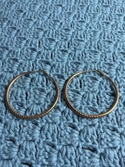 Vintage Goldtone Statement Hoop Earrings Textured 2.5 inches