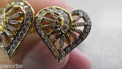 Stunning Beautiful Large Heart Shape Diamond Earrings 14k Gold Make OIffer
