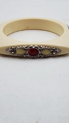 Vintage Lucite Square acrylic resin Rhinestone bangle bracelet