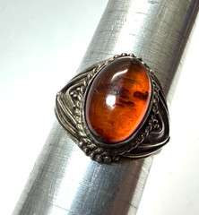 Vintage 925 Sterling Silver Baltic Amber Ring – Size 5.25