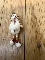 Vtg VERO Gold Tone Enamel POLAR BEAR Christmas Candy Cane Santa Pin Brooch