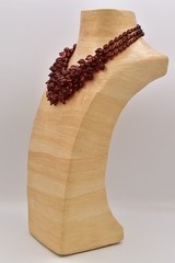 Yosca Vintage Amber Lucite Bead Cluster Statement Necklace Bib Signed 80s Bin3B