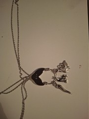 Vtg Monet Charm Necklace Silvertone+3 Charms+Beaded Spacers Signed 30″ 1980’s
