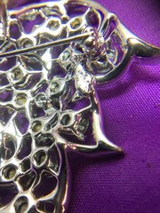 1970s Sarah Coventry Rhinestone Brooch Pendant Purple Green AB Silver Tone P12