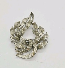 LISNER Brooch LEAF Pin Modern Modernist Signed Textured Vintage 2.25 in