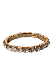 Vintage Goldtone Clear Rhinestone Stretchy Bracelet 7.75 inches Unstretched