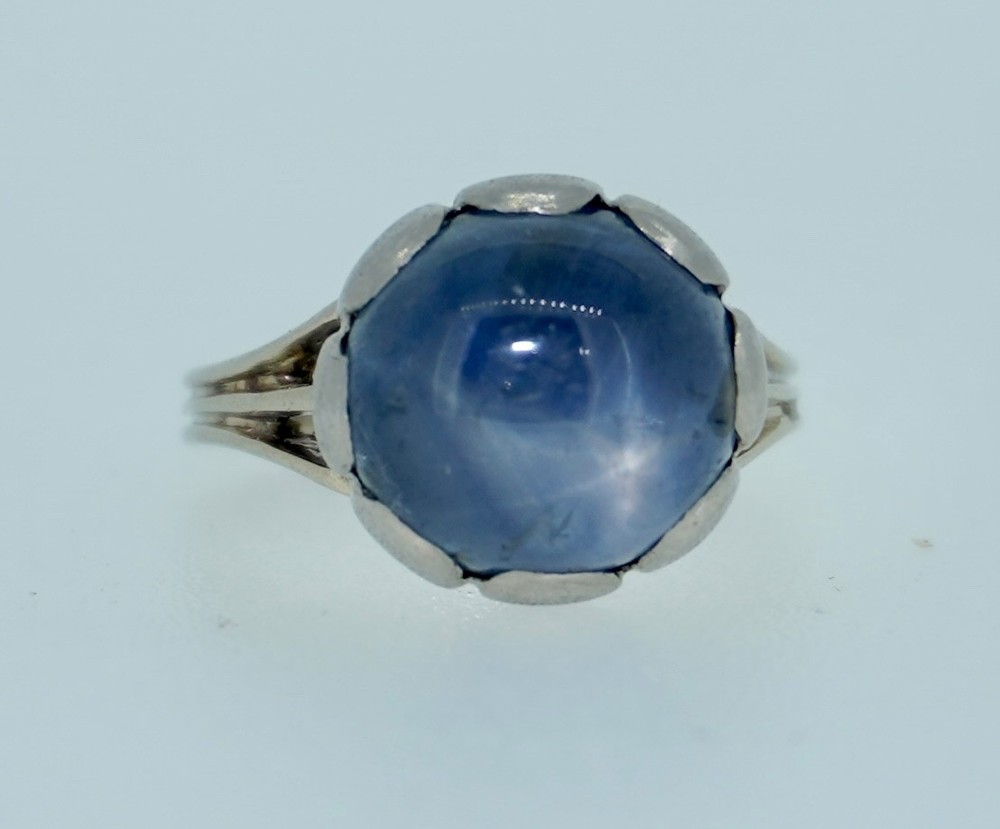 13 CT Star Sapphire Arts and Crafts Platinum & 14K White Gold Ring