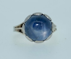 13 CT Star Sapphire Arts and Crafts Platinum & 14K White Gold Ring