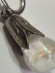 Vintage Sterling Silver Floating Opal Chip Earrings Signed Opalite Dangle Bridal
