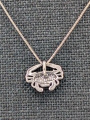 Vintage 925 Sterling Silver Crab Cancer Zodiac Pendant 17.75″ Box Chain Necklace