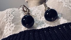 Vintage TALY 925 STERLING 78g Italy BOLO Wheat Chain Necklace Bijoux?Onyx Balls