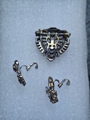 Vintage Clear Rhinestone Silver Tone Brooch Pin + Earrings 3 piece set