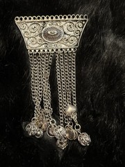 Antique imitation Silver tone Filigree Intricate Ornate Dangle Brooch