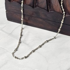 Vintage Italy 925 Sterling Silver Fancy Bead Chain Necklace 15.5″L – 3.32g