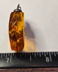 Vintage Brown Natural Amber Pendant from Latvia, Sterling Silver