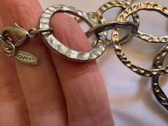 LONG VINTAGE SILVER TONE VCLM NECKLACE W/ INTERLOCKING CIRCLES