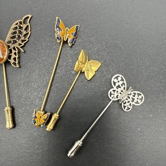 Lot Of Stick Pins – All Butterflies Silver Gold Tone Filigree Cloisonné J57