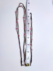 Vintage Silver Necklace & Bracelet 1990’s Pink Crystals Beautiful! 9″ drop