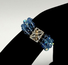 Vintage Sky Blue Faceted Crystal Beaded Multi Strand Bracelet