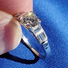 Original EARTH MINED DIAMOND Art Deco Engagement Ring SOLID PLATINUM Solitaire