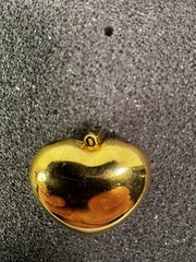 Vintage Monet Gold Plated Puffy Heart Pendant Signed •Monet See Description