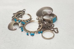 925 Sterling Silver Precious Metal Scrap Jewelry Lot 34.7g Mexico Turquoise