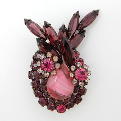 Juliana D&E Brooch Earrings Amethyst Purple Rose Pink Givre Stripe Pin Set Book