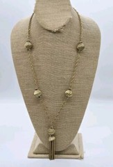 Tassel necklace 28 in CLASSY Deco Link Fringe Gold tone Tassel Vintage