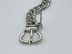 Hermes Paris Vintage French Sterling Silver Buckle Chain Link Bracelet
