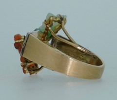 14K Jade Koi Fish and Diamond Ring