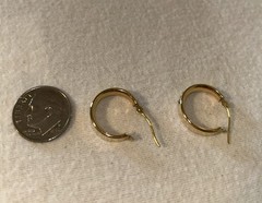 14K Yellow Gold Round Hoop Wire Earrings 5/8th”