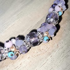 Vintage M&S Marks Spencer Lavender Glass Crystal Bead Cluster Necklace 17″-20″