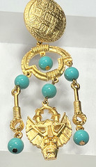 Vintage Estate Mayan Aztec Inspired Beaded Dangle Nepali Coin Earrings