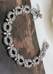 FAS STERLING SILVER 925 & CRYSTAL LINK BRACELET JEWELRY SAFETY CLASP 7.5” 🩶