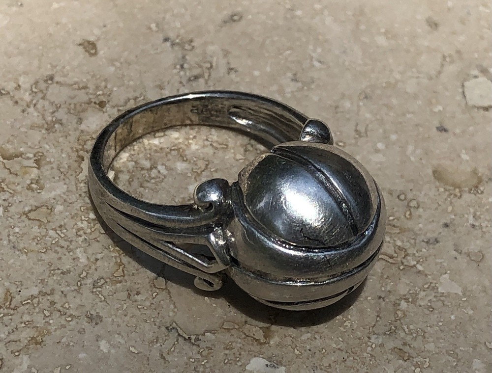 ✨🫧VINTAGE 925 STERLING SILVER MODERNIST Orb Ball STATEMENT Ring | ESTATE 🫧✨