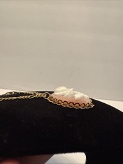 Vintage Rose Cameo Necklace Pink/White Gold Tone Chain