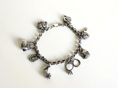 Vintage Ross Simons Sterling Silver CZ Charm Bracelet 7.5″ Jewelry