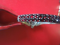 J7294 ANTIQUE BOHEMIAN TOMBAK GARNET CUFF BRACELET SEE DESCRIPTION