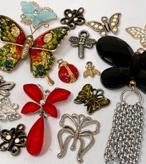 Lot Vintage & Modern Insects Butterfly Charms Pendants Findings Costume Jewelry