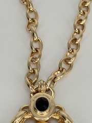 Vintage RJ Graziano Chunky Gold Tone Byzantine Necklace/Dangle Clip Earrings Set