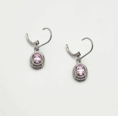 2Ct Art Deco Style Lab Created Pink Topaz Engagement 14K White Gold FN Earrings