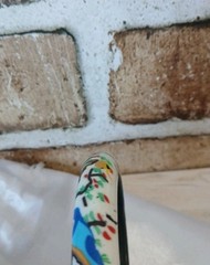 Vintage Polymer Clay Bangle Bracelet Multi-colored Statement Couture 8″