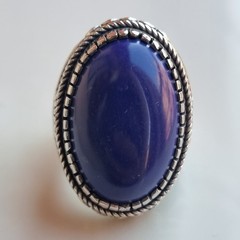 Ancient Vintage Victorian Ring Sterling Silver Lapis Lazuli Stone – Size 9.5