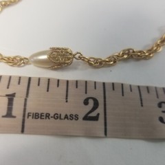 Vintage Gold Tone Faux Pearl Rope Link Chain Necklace 30.5” Long