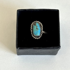 Vintage 925 Sterling Silver Turquoise Southwestern Old Pawn Band Ring Size 4.5