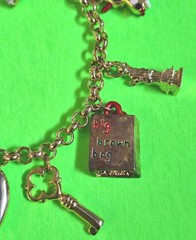 Vintage I LOVE NEW YORK Enameled CHARMS Gold Tone Toggle Clasp Chain Bracelet