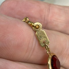 Vintage Necklace 34 Inch Bracelet Size 6.5 Red Clear Open Bezel Crystals