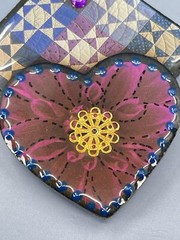 Brooch Betty Williams Carbol images of the heart wood multi colored art 3.25″