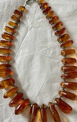 Amber Baltic Honey Cognac Necklace Choker 81.7g Rare VTG Silver Plated Read