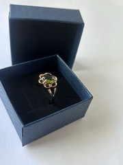 Vintage Green Cubic Zirconia Ring Gold Plated Womens Size 8